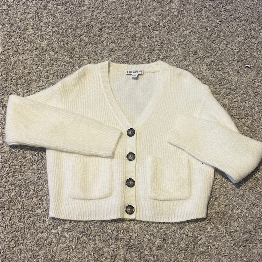 Crewcuts v-neck cardigan in off white
